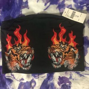 Brand New Fashion Nova Flame Tiger Tube Top